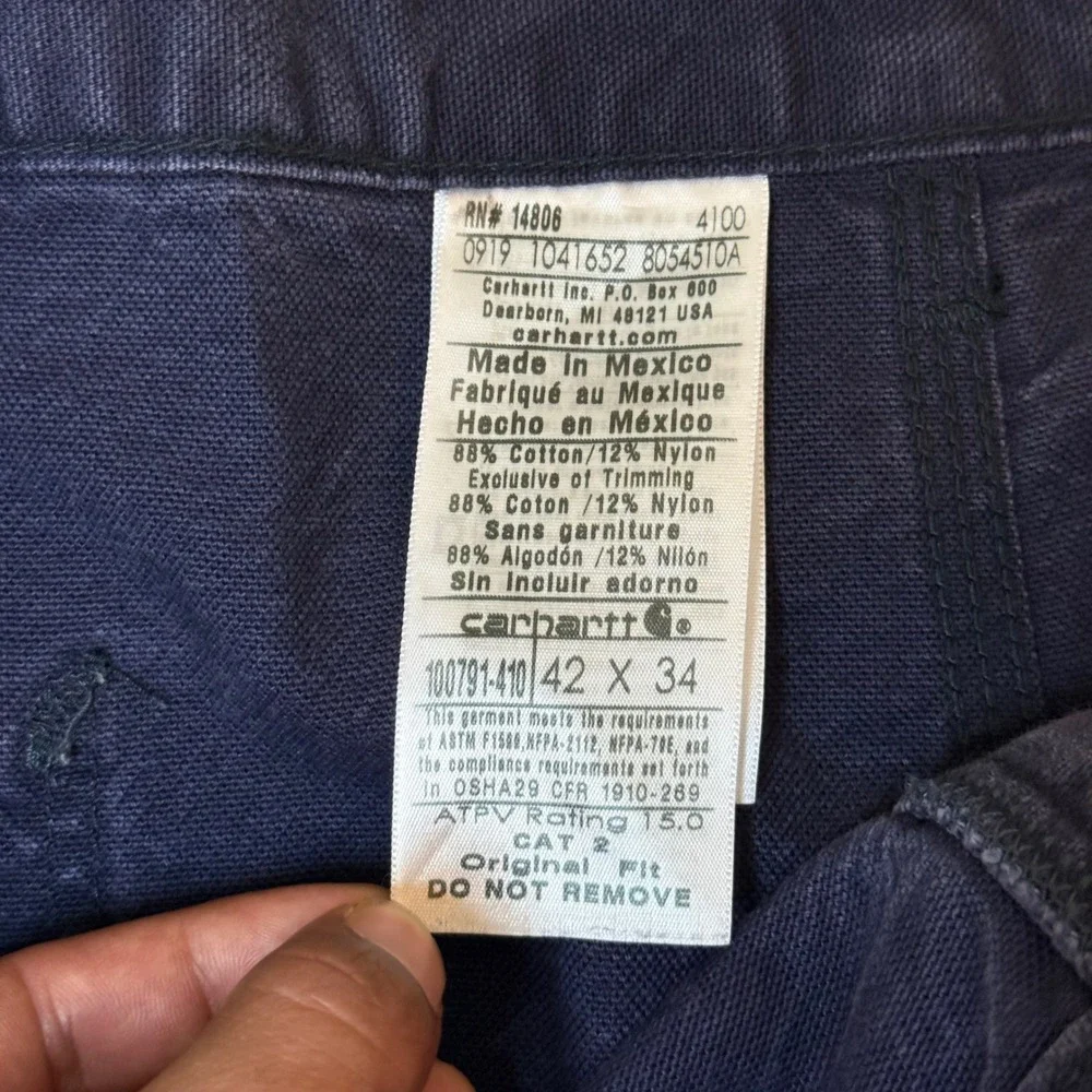 Carhartt Work Pants Men 42x34 Navy FR Flame Resistant Canvas Lot of 2 FRB159-DNY